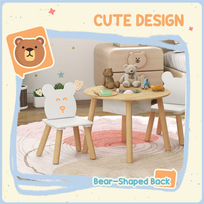 Kids table and chairs set with bear motifs — Set of 3