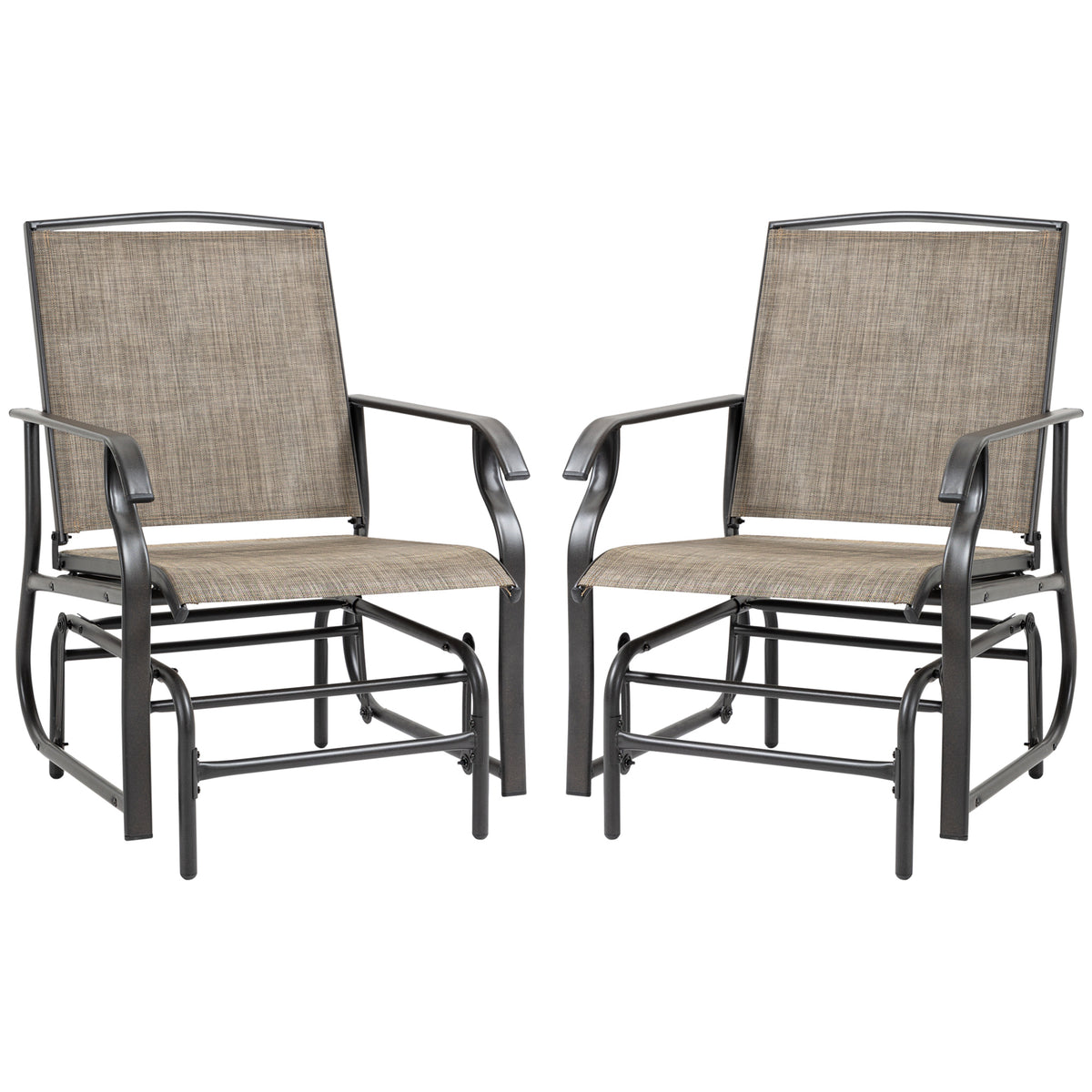 2-Piece Outdoor Glider Chairs Set — Grey