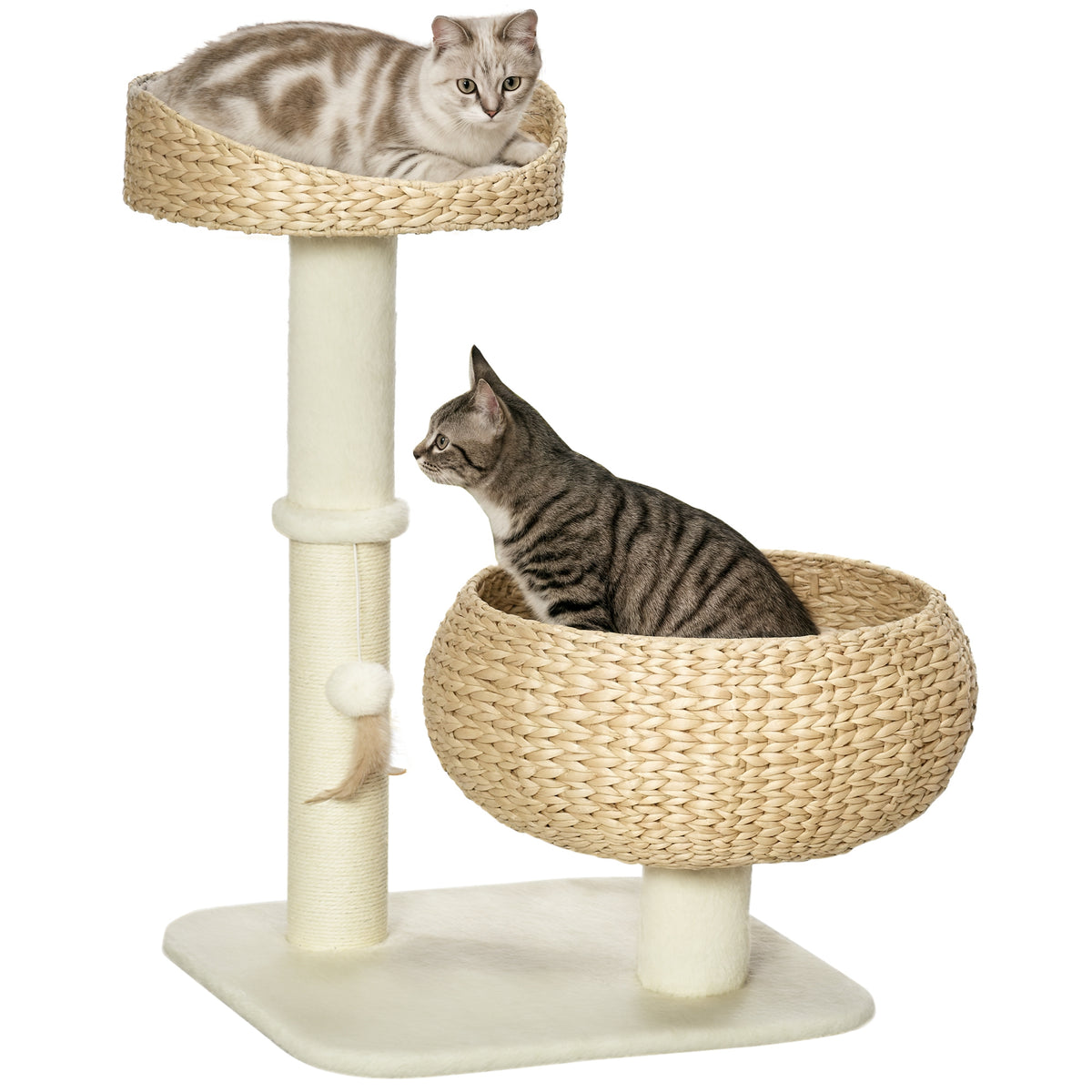 28" Cat Tree with Scratching Post Double Beds