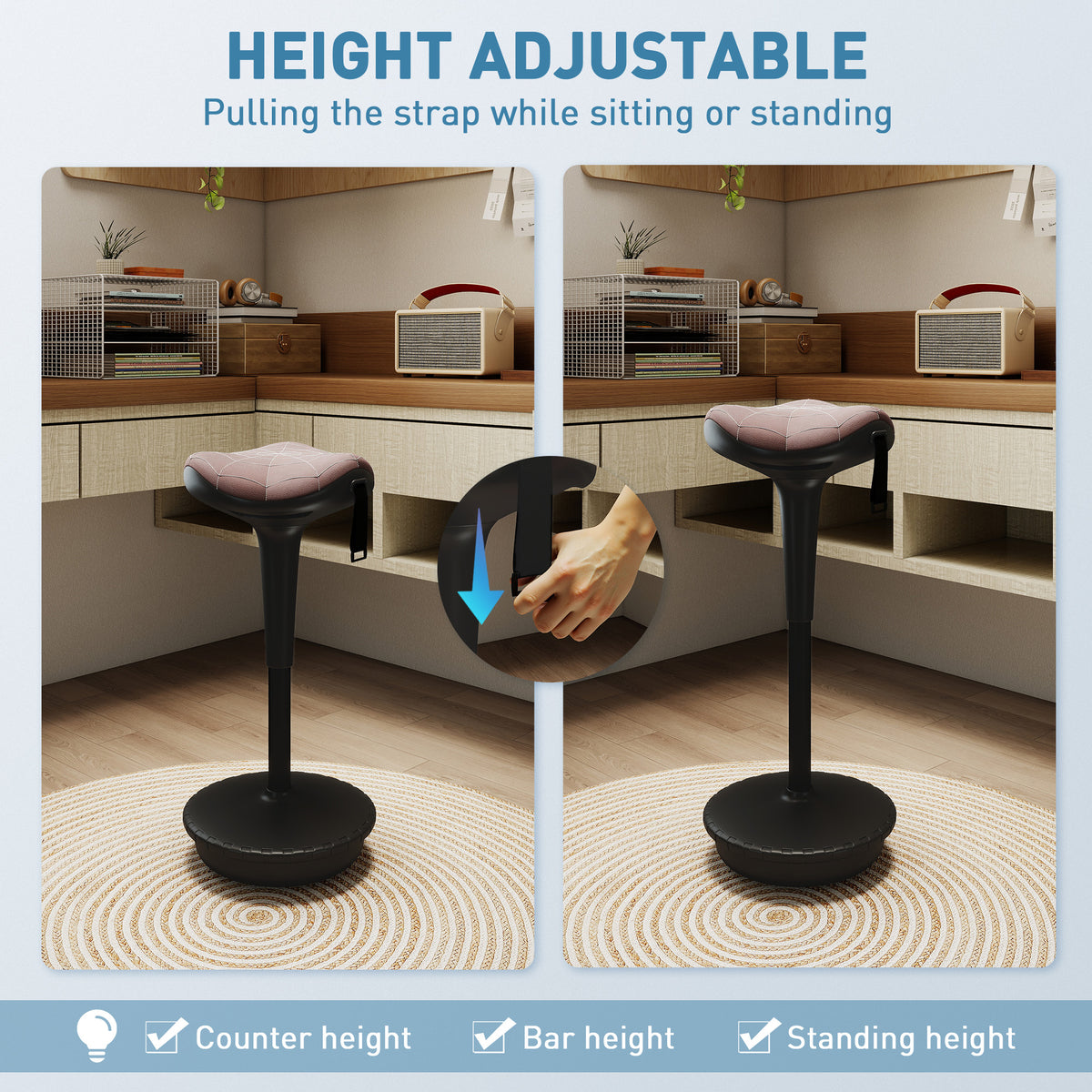 Ergonomic active sitting wobble stool
