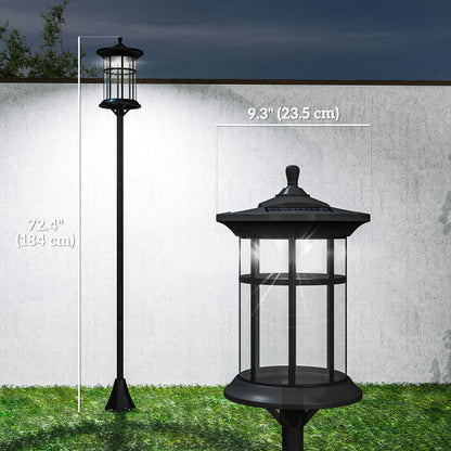 Lámpara de pie solar exterior LED blanco frío 183 cm