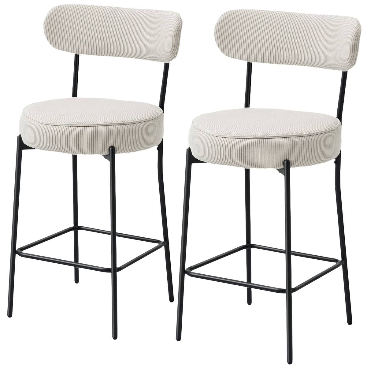 Upholstered Corduroy Bar Stools — Set of 2