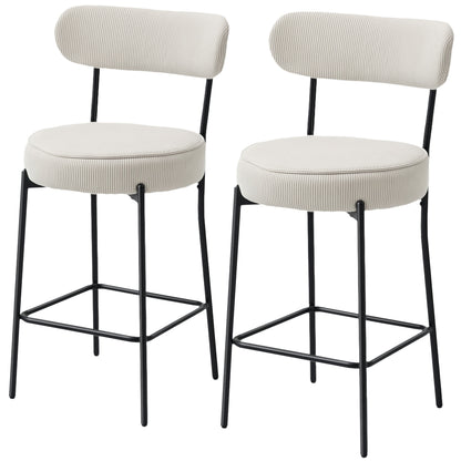 Upholstered Corduroy Bar Stools — Set of 2
