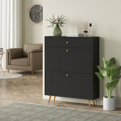 Narrow shoe storage cabinet wave panels