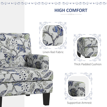 Mid-Century Accent Armchair Floral Pattern Nailhead Trim