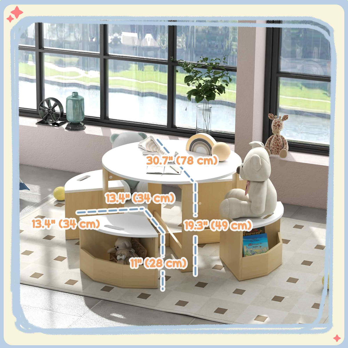 Kids Table and Chair Set with Storage — Set of 5