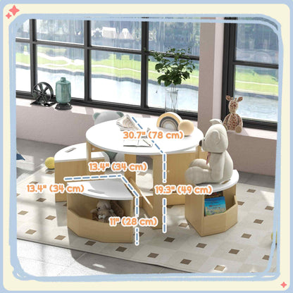 Kids Table and Chair Set with Storage — Set of 5