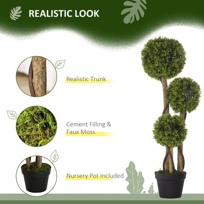 Artificial Triple Ball Topiary Tree in Pot