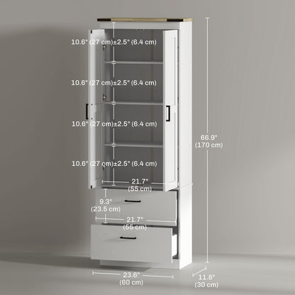Tall Kitchen Pantry Cabinet 4-Tier with Drawers