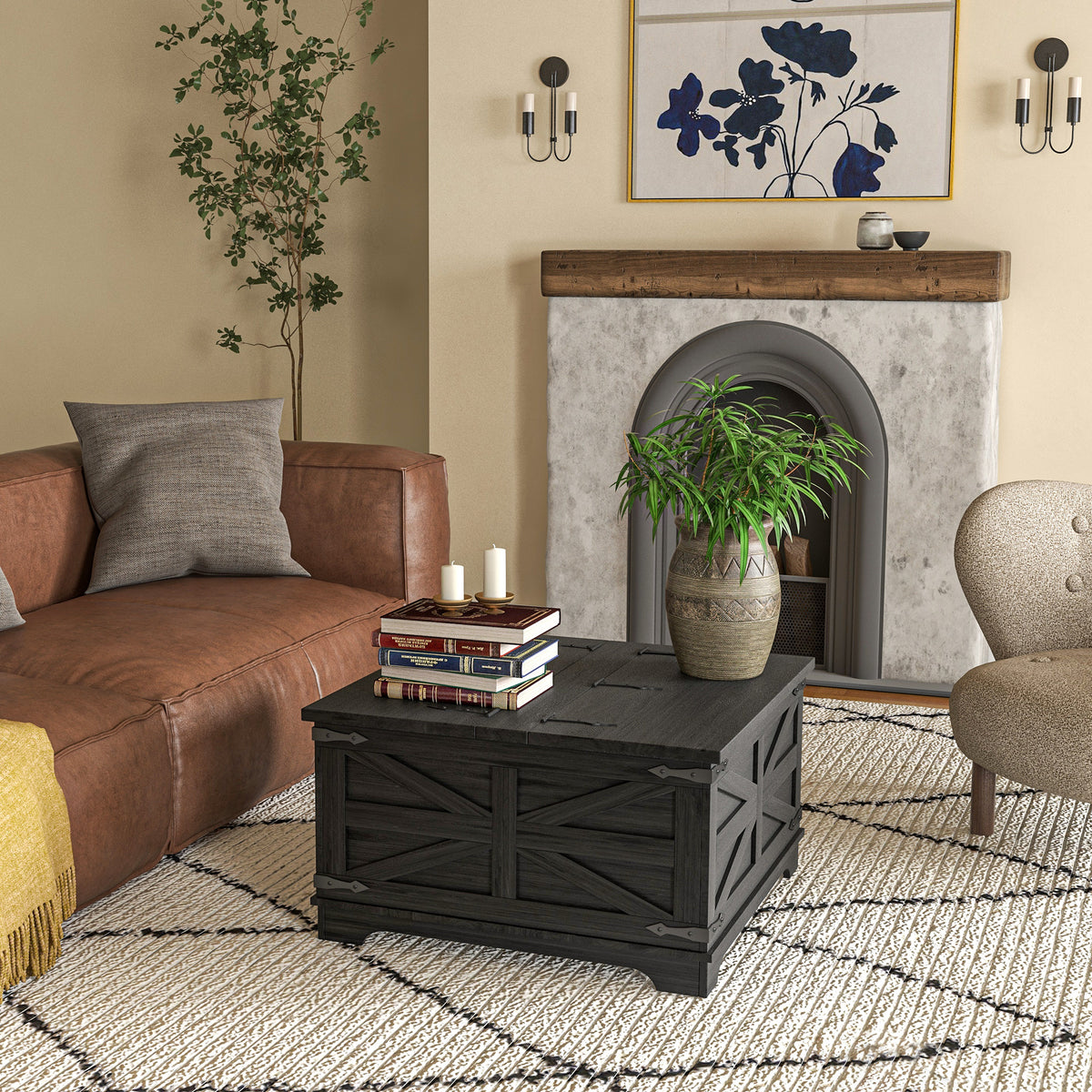 Farmhouse coffee table with hidden storage