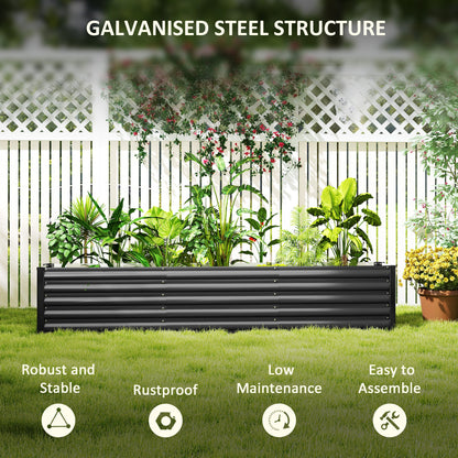  Galvanized Raised Garden Bed 240x40x45cm Outdoor Garden