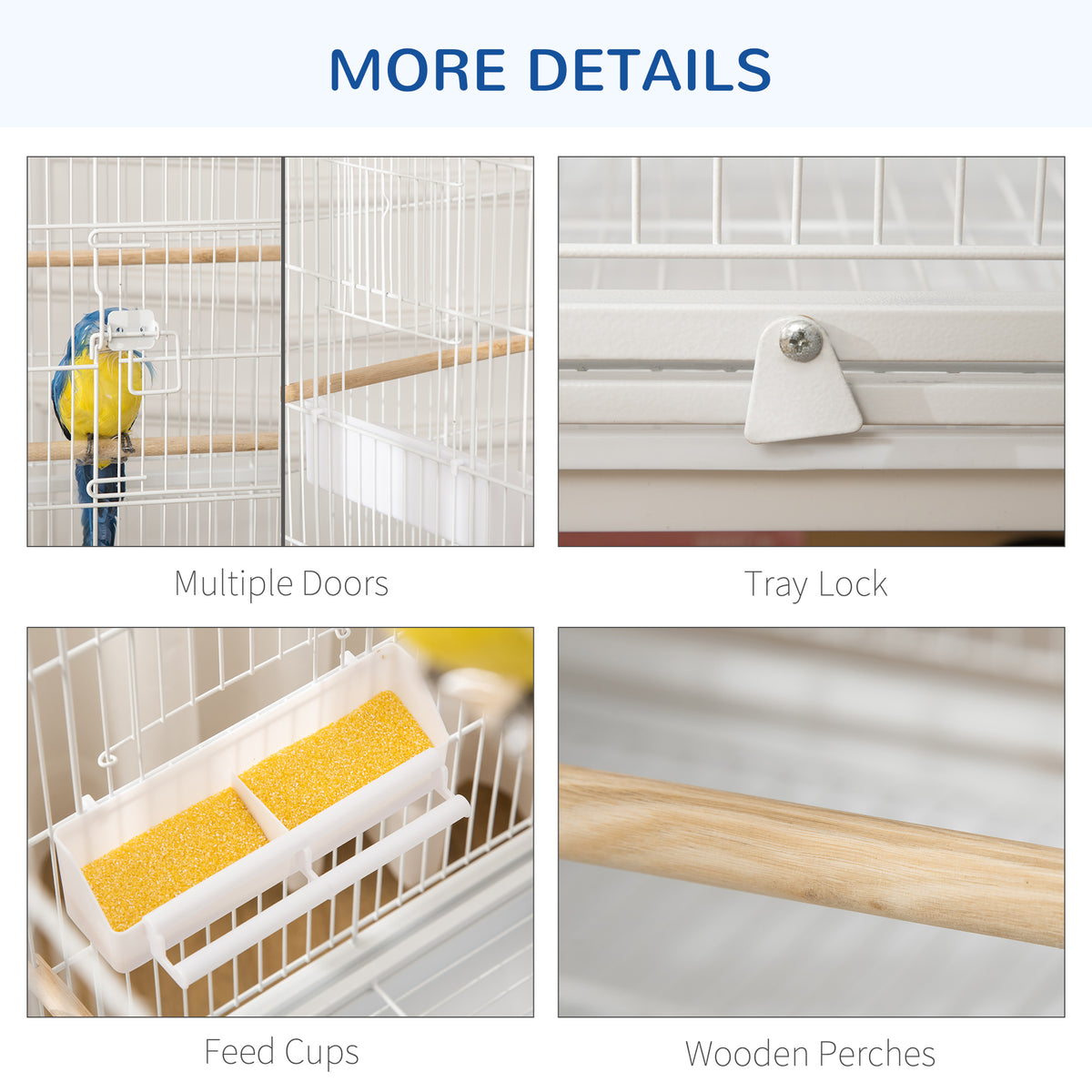Large Rolling Steel Bird Cage with Perches and Stand