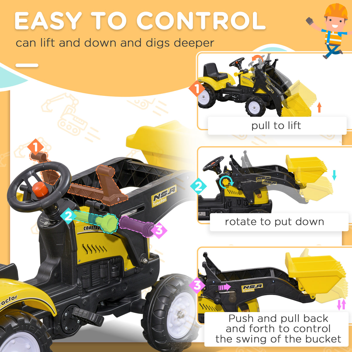 Kids Ride On Tractor with Front Loader