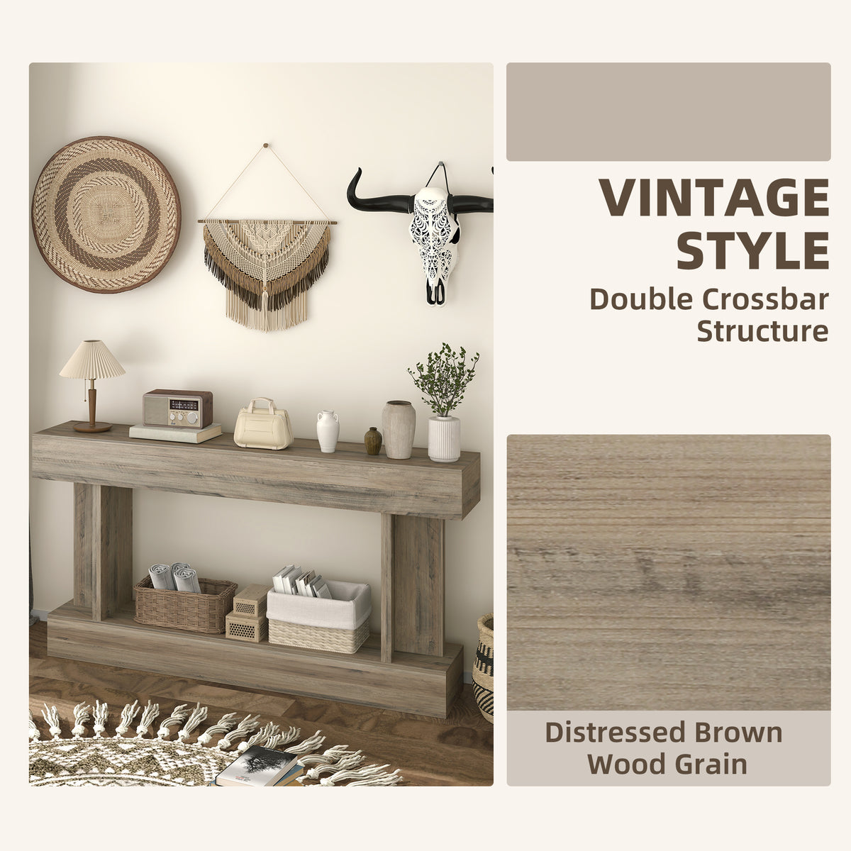 Vintage Console Table with Storage Shelf 160 cm