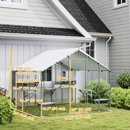 Gran recinto exterior de metal para gatos con refugio impermeable