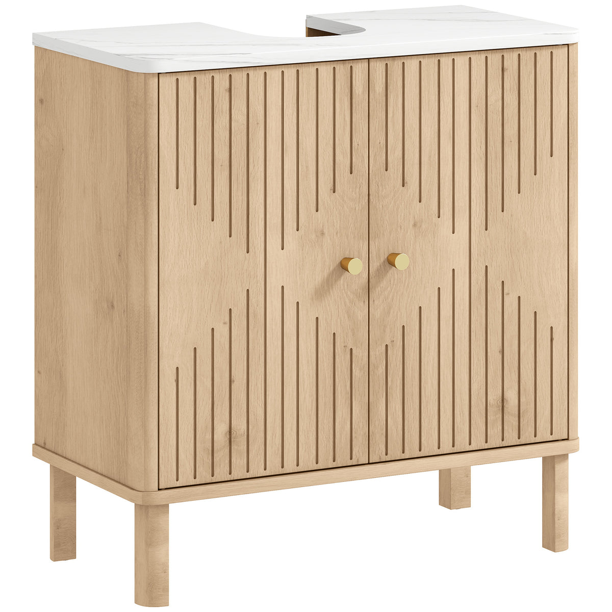 Meuble-lavabo sur pied avec portes rainurées — photo 7
