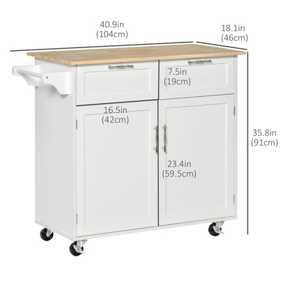 Isla de cocina con ruedas, almacenamiento y cajones