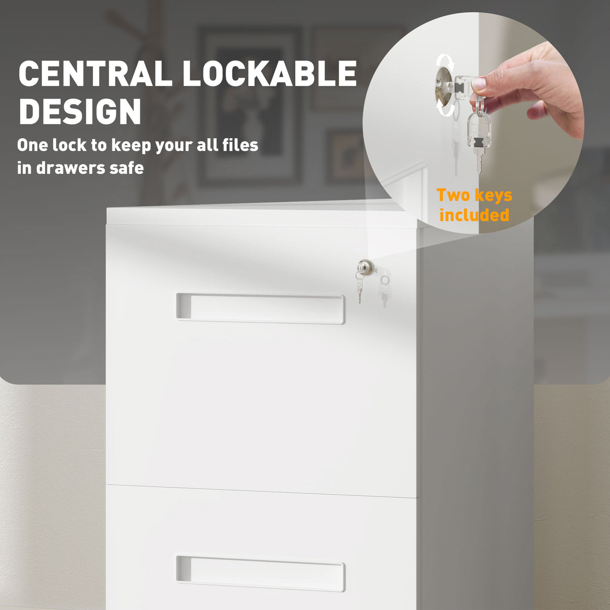 Vertical office filing cabinet lockable
