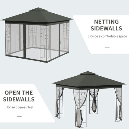 Steel Patio Gazebo Double-Tier Canopy 10x10 ft