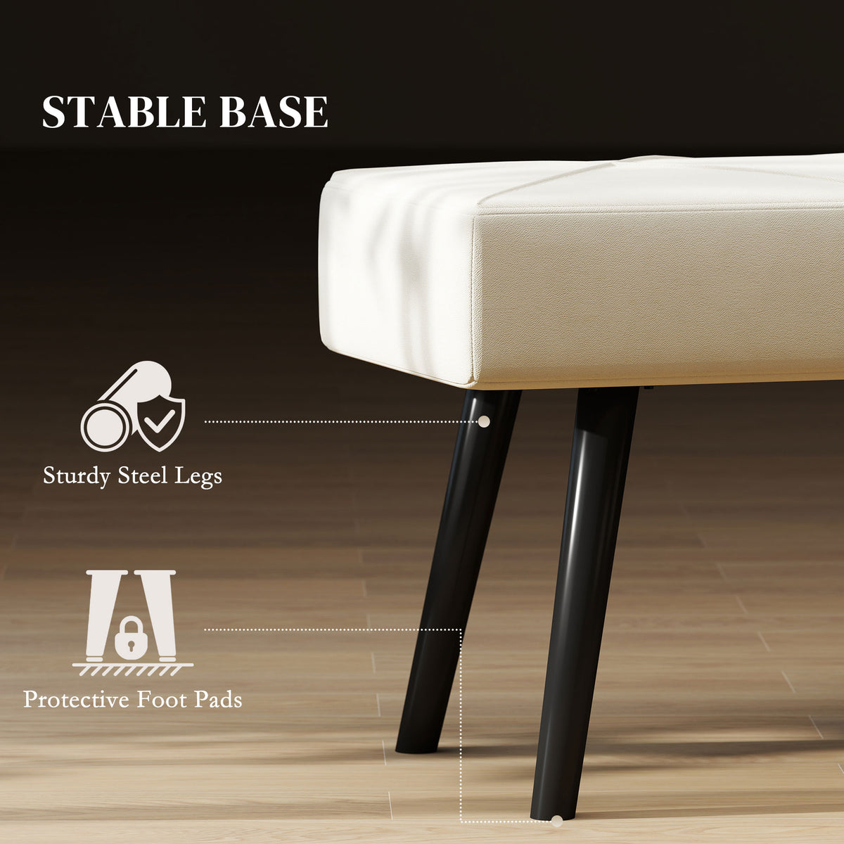 Upholstered Velvet Bedroom Bench — Steel Legs