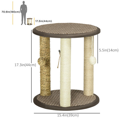 Árbol para gatos compacto con juguetes colgantes