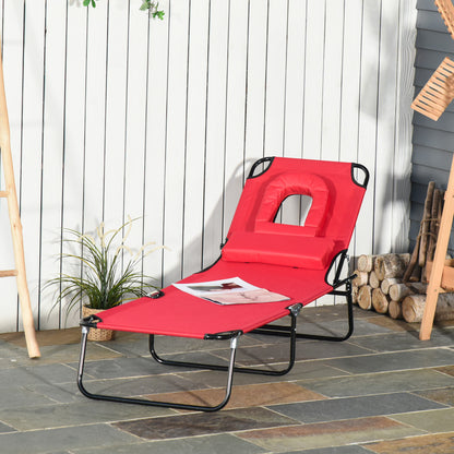 Tumbona plegable con orificio facial ajustable