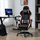 Ergonomic gaming chair in faux leather with footrest