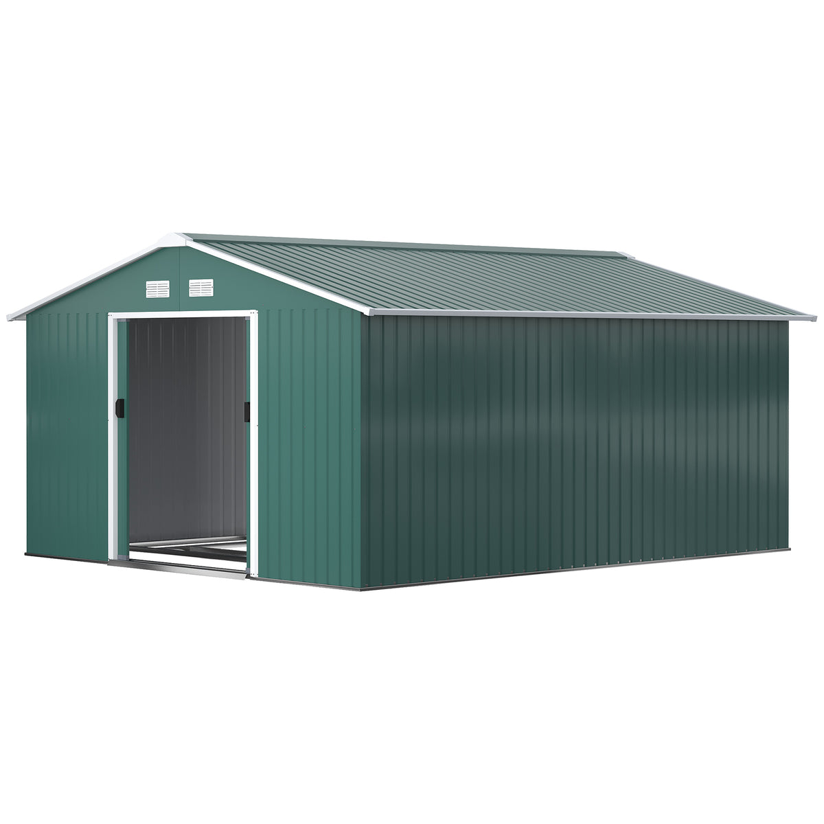 Galvanized Steel Garden Shed with Double Sliding Door