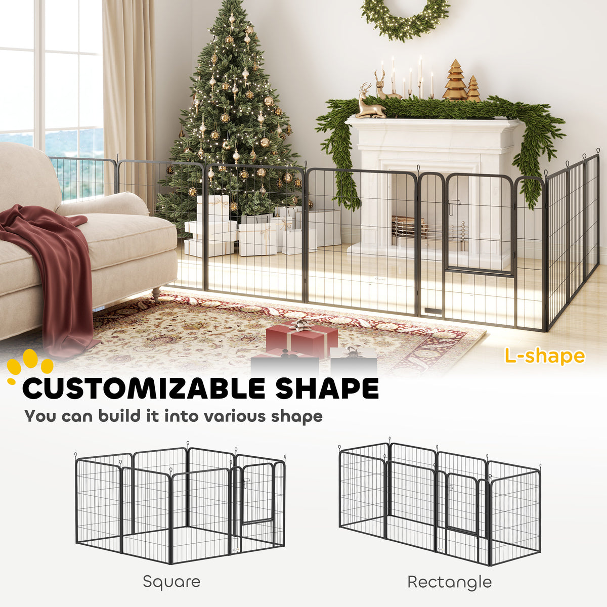 Dog playpen 8 panels folding — Metal