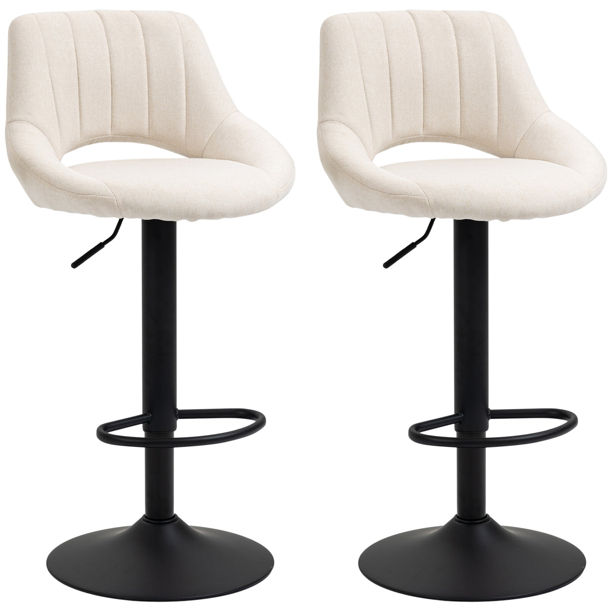Swivel Adjustable Bar Stools Linen Upholstered — Set of 2
