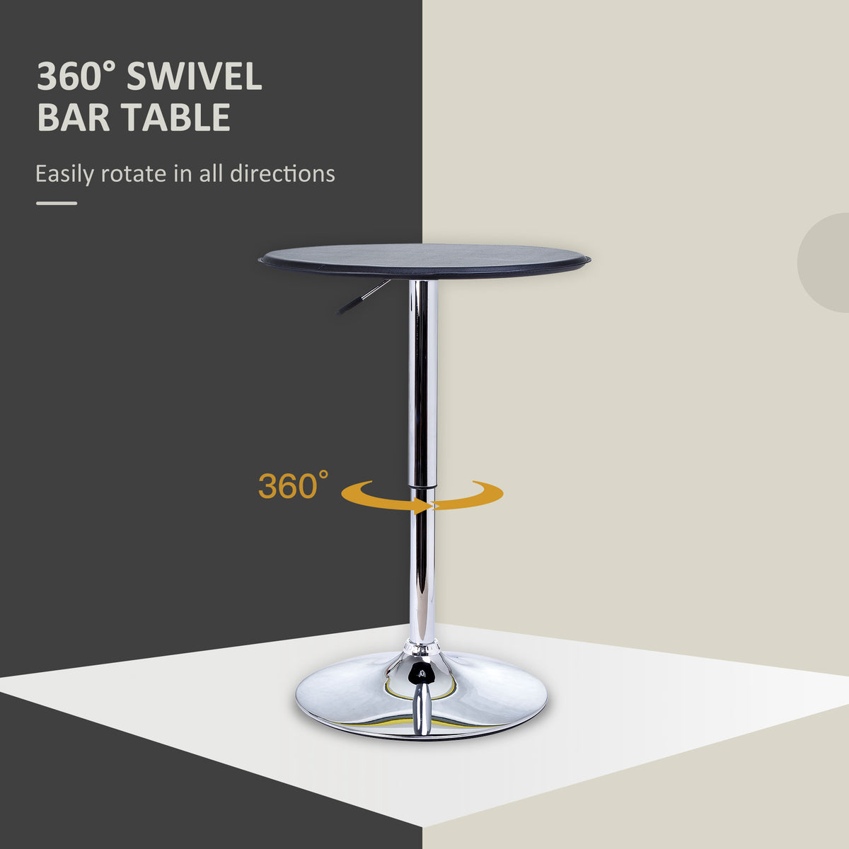 Round Bar Table Adjustable Height Faux Leather Top