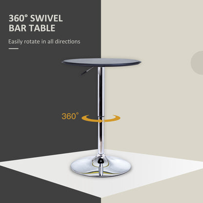 Round Bar Table Adjustable Height Faux Leather Top