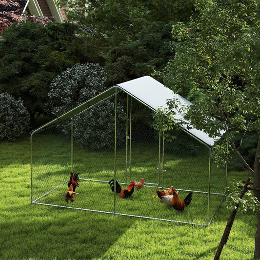 Large outdoor metal chicken coop