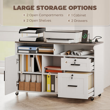 Mobile Printer Cabinet with Charging Station