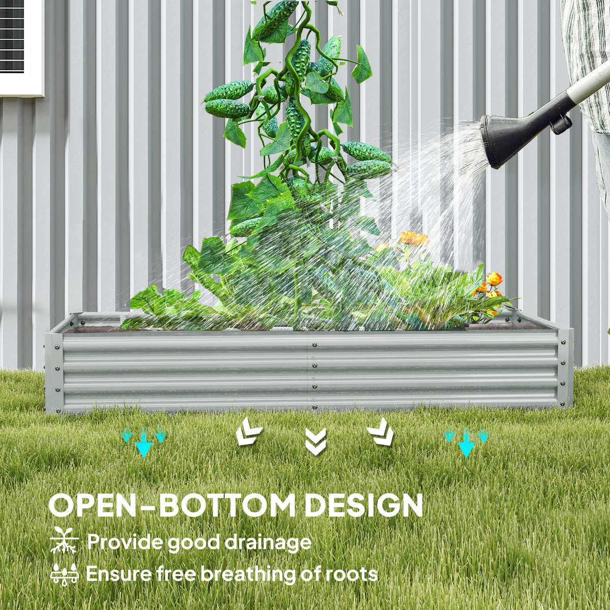 Raised Garden Bed Galvanized Steel 180 x 90 cm