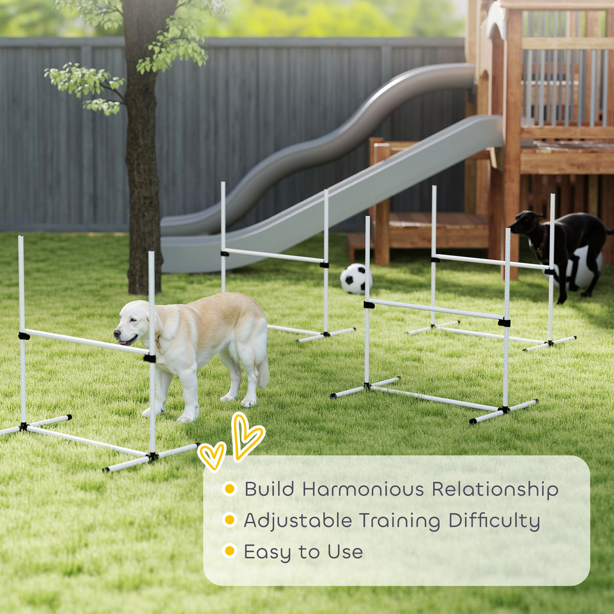 Juego de 4 vallas de agilidad ajustables para perros