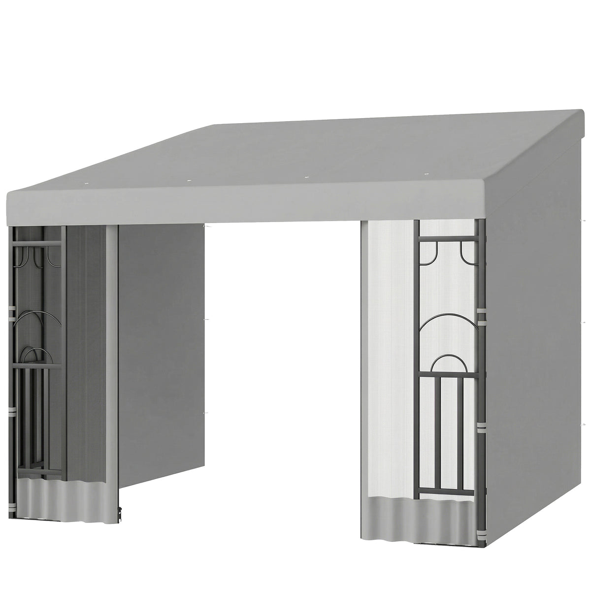 Wall-Mounted Steel Pergola 10x10 ft with Curtains