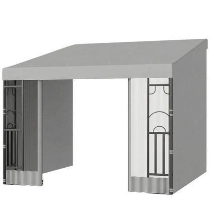 Wall-Mounted Steel Pergola 10x10 ft with Curtains