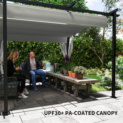 Retractable Metal Pergola with Side Curtains