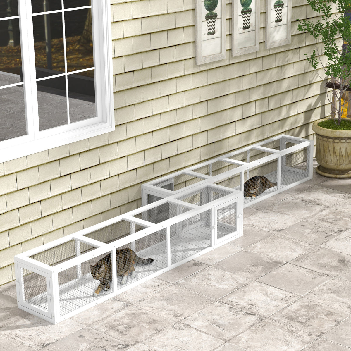 Cat tunnel extendable 79 inch L-shape outdoor enclosure