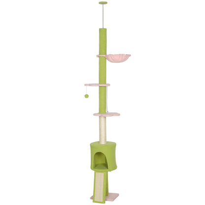 Árbol para gatos de altura regulable con rascadores y hamaca