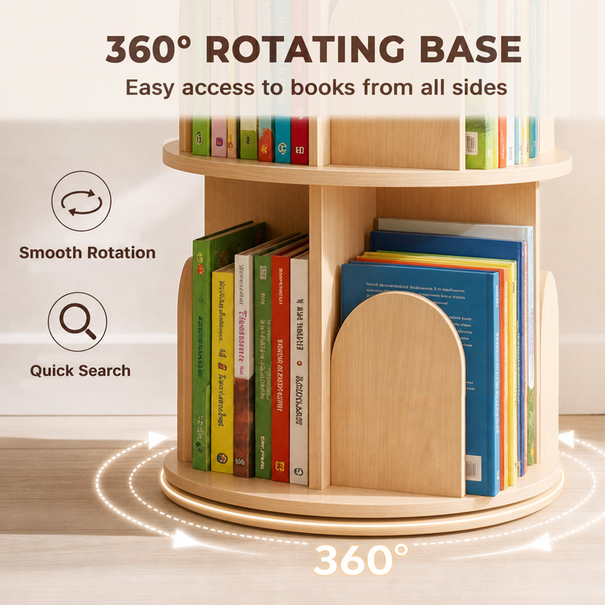 3-Tier Rotating Bookshelf