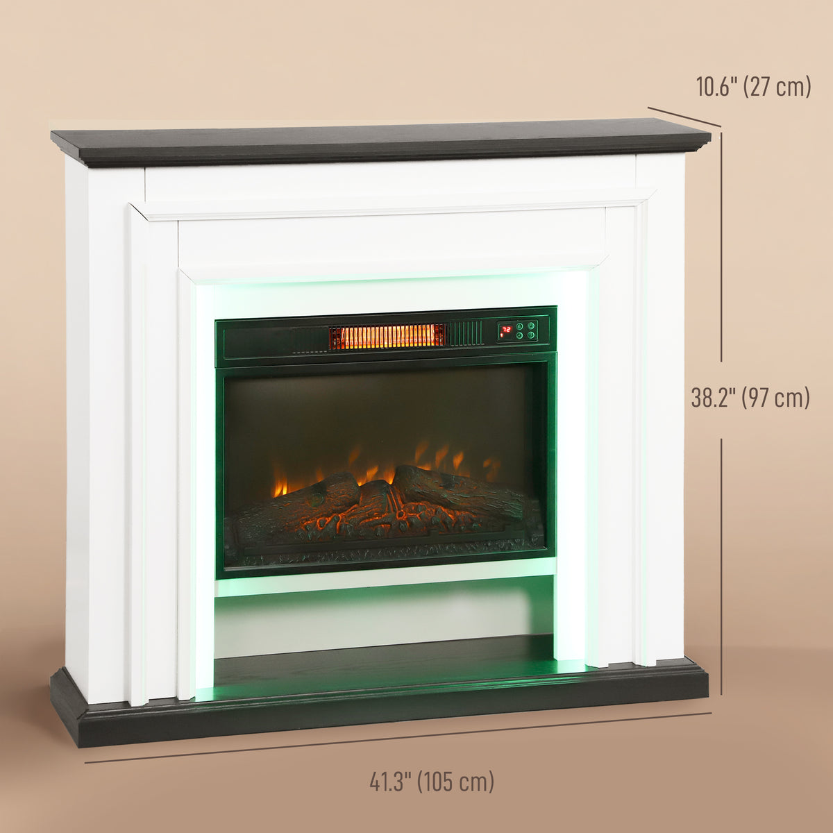 Chimenea eléctrica con repisa de 105 cm