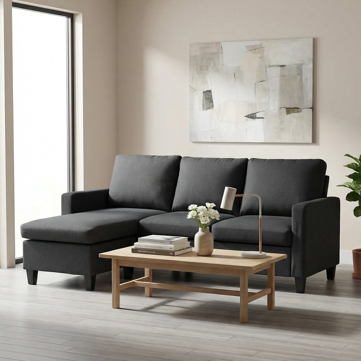 Modern L-Shape Sectional Sofa with Ottoman