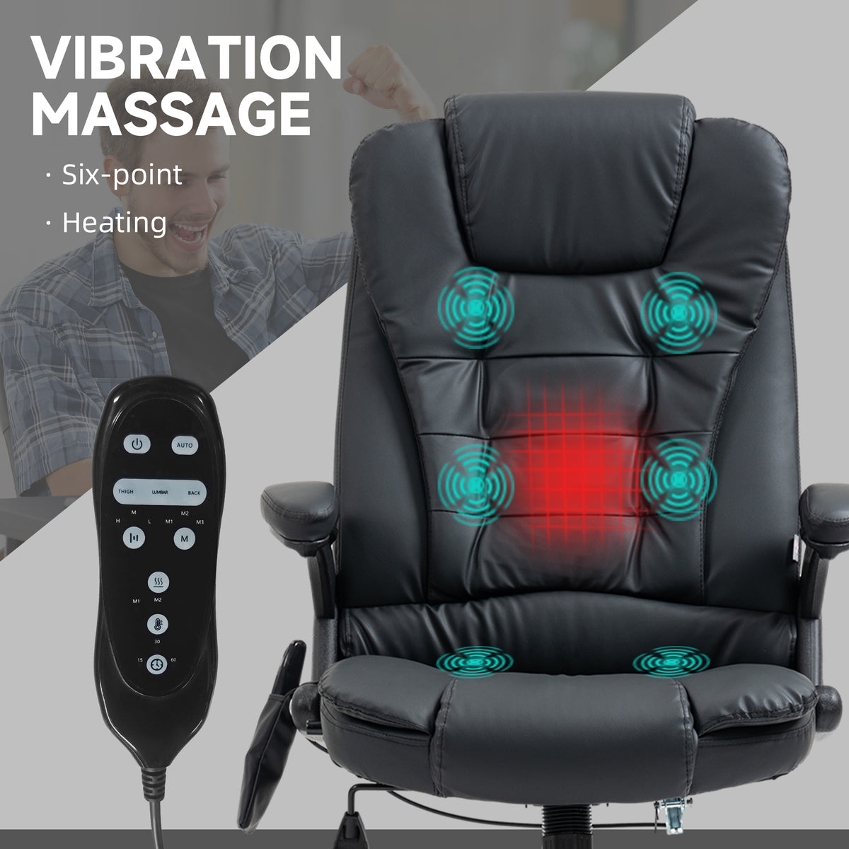 Silla de oficina alta, reclinable, con masaje y calefacción