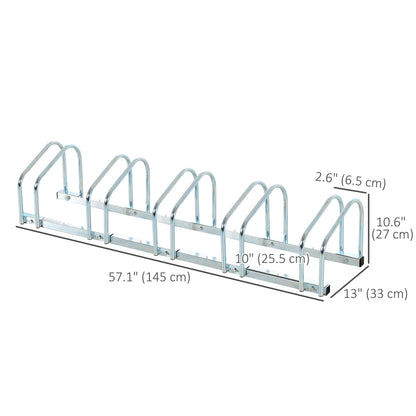 5-Bike Floor Parking Stand Indoor Outdoor Storage Rack