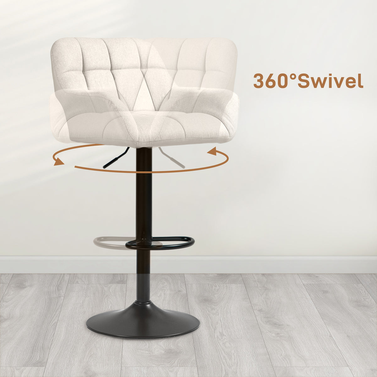 Swivel Bar Stools Adjustable with Armrests and Footrest