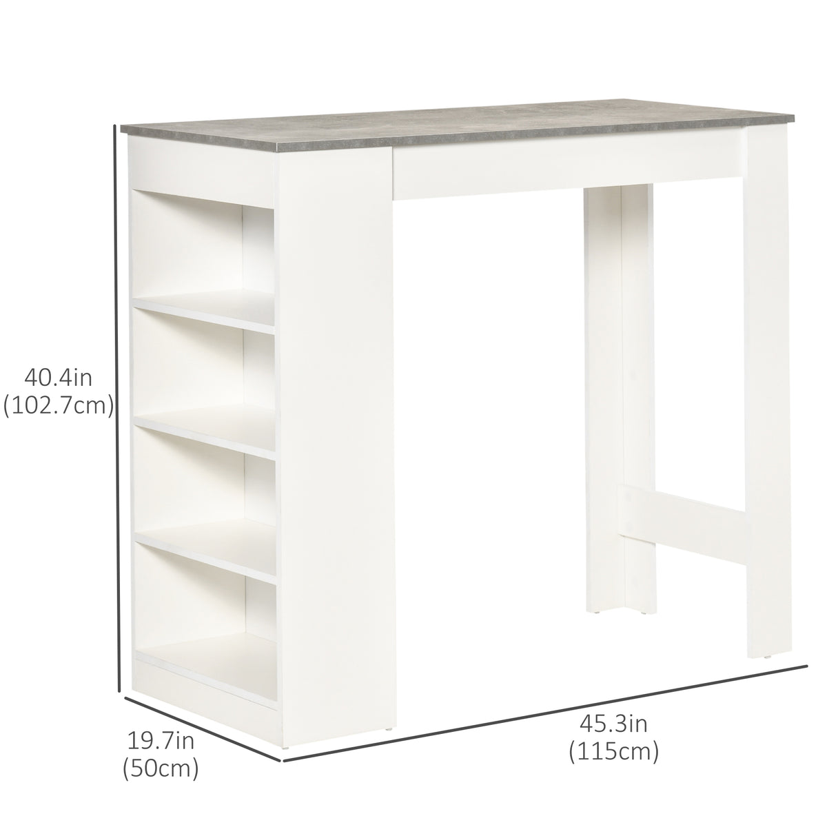 High Top Bar Table with 4 Storage Shelves