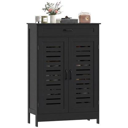 Shoe Cabinet with Louvered Doors and Drawer