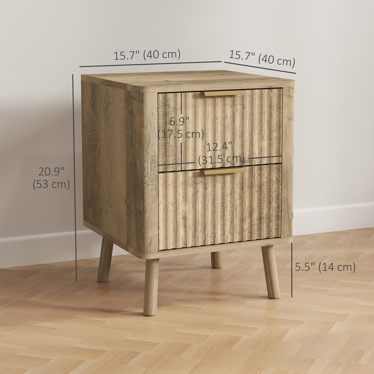 Fluted Drawer Nightstands Set — Set of 2